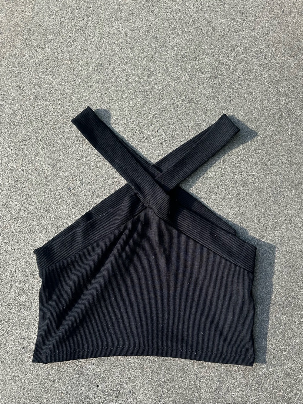 Black criss-cross halter crop top
